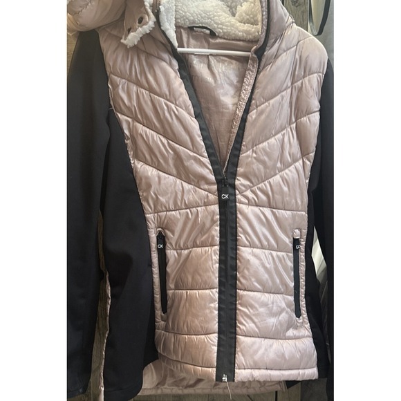 Calvin Klein Performance Jackets & Blazers - CALVIN KLEIN Performance PINK‎ QUILTED Sherpa Hooded PUFFER JACKET Womens Medium